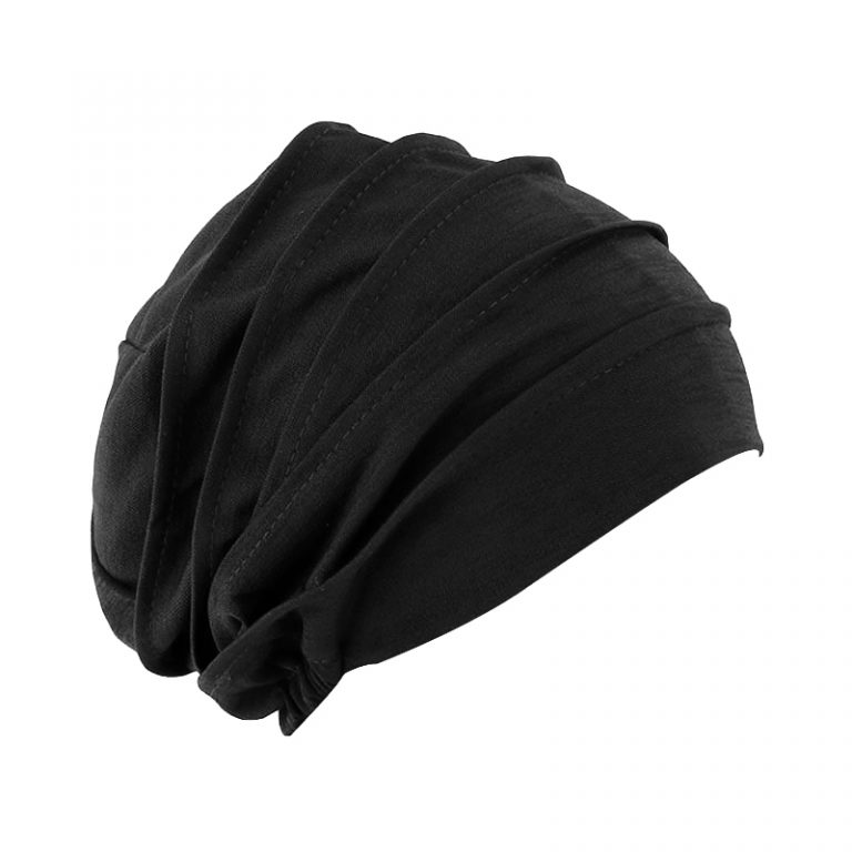 Black Pleated Chemo Beanie - Hats 4 Heads